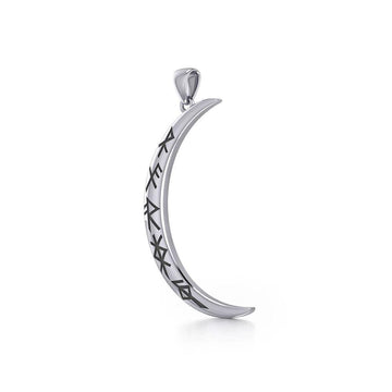 Crescent Moon with Meaningful Bind Runes Large Pendant TPD5833 - Jewelry
